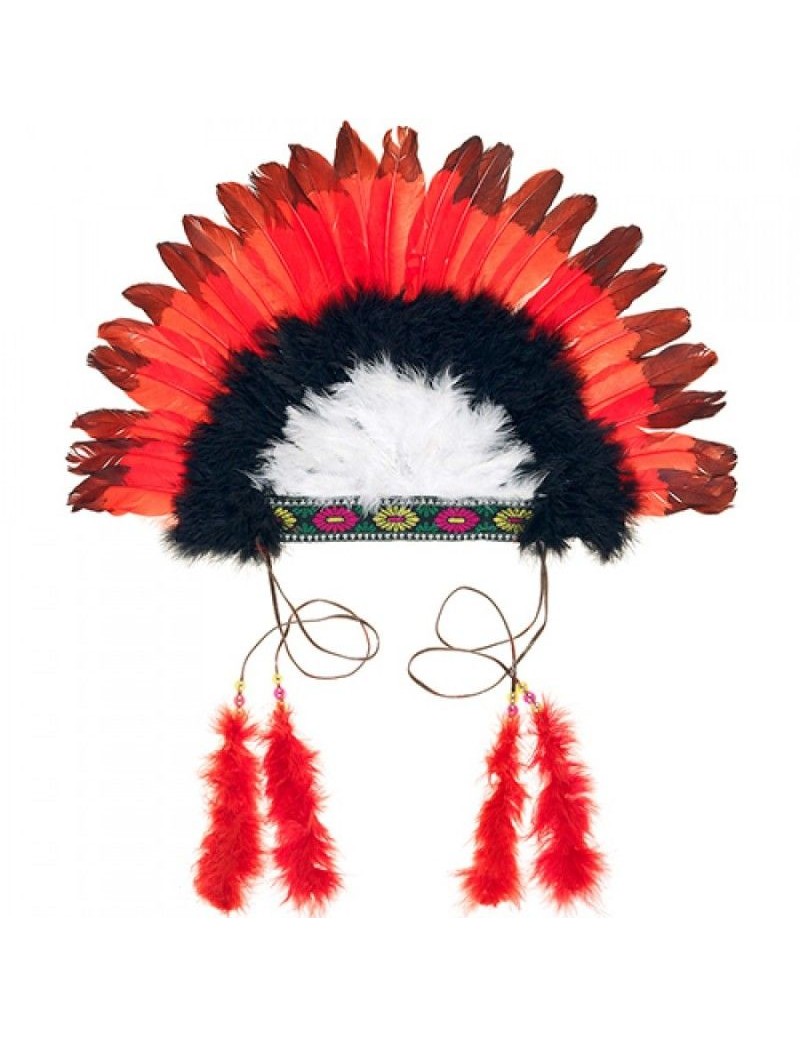 Penacho Indio rojo-negro